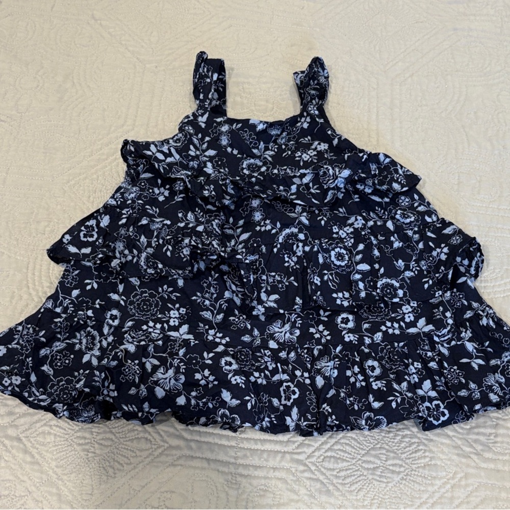 Janie and Jack | Floral Ruffle Sleeveless Top | size 18-24 months